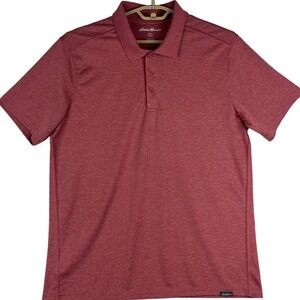 Eddie Bauer Polo Shirt Men Large (L) Heather Red Short Sleeve Performance